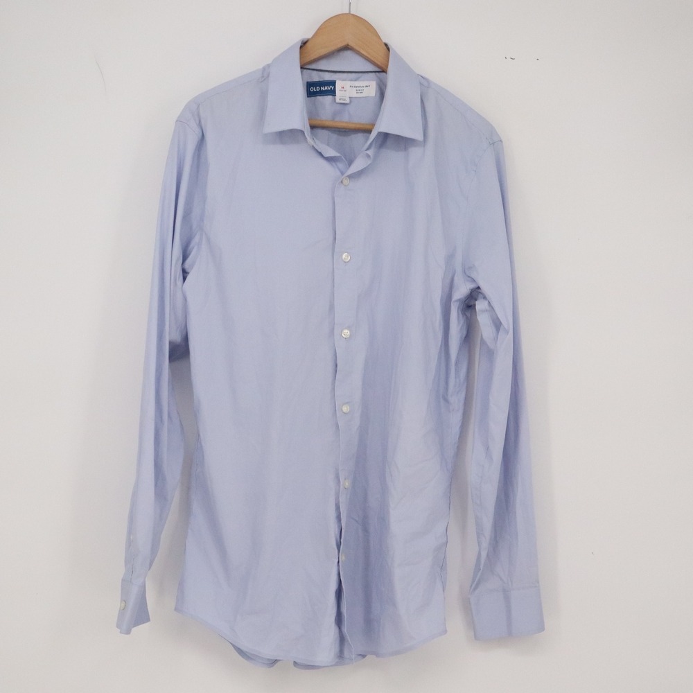 Old Navy Shirt Mens Medium Tall Pro Signature Slim Fit Light Blue Button-Down